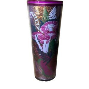 Starbucks Tumbler Crinkle Iridescent Foil Purple Woodland Mushroom Venti 24oz Cu
